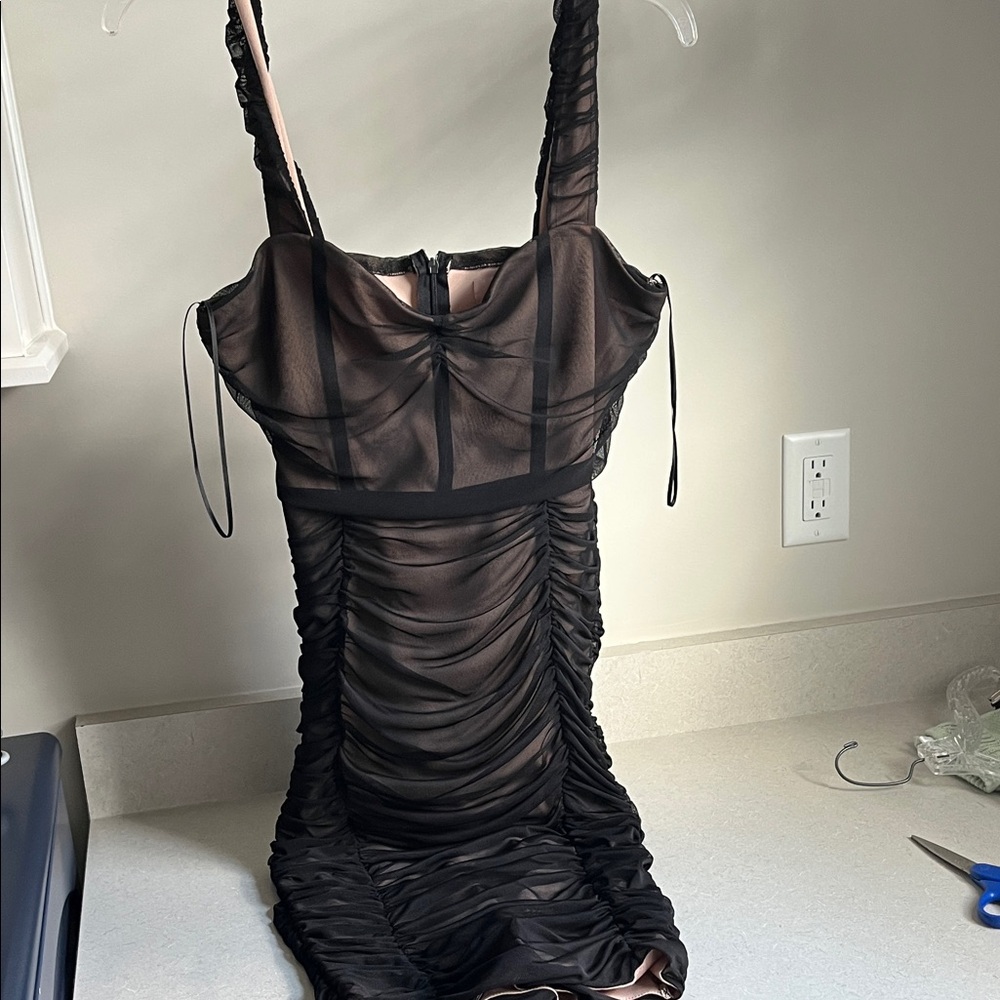 Chic Black Ruched Dress